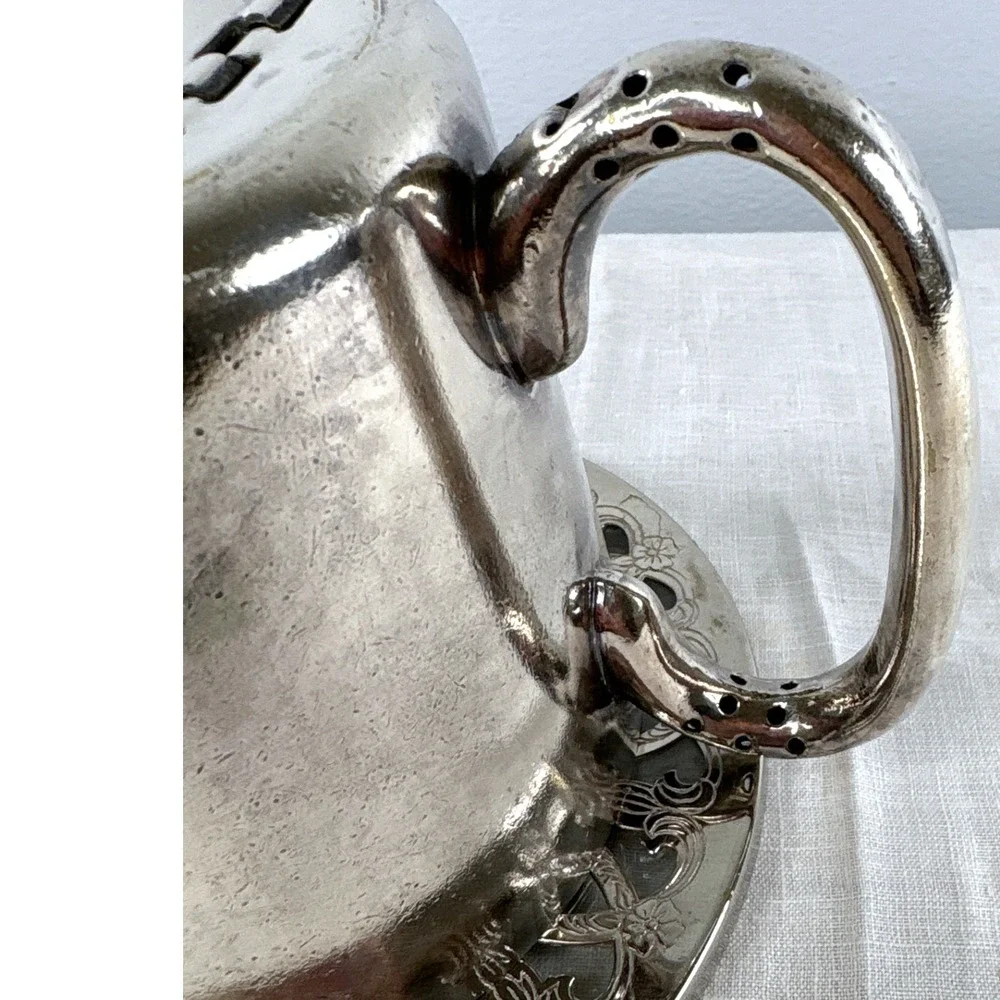 Vintage FB Rogers Silver Co Silverplate Teapot with Filigree Trivet Set